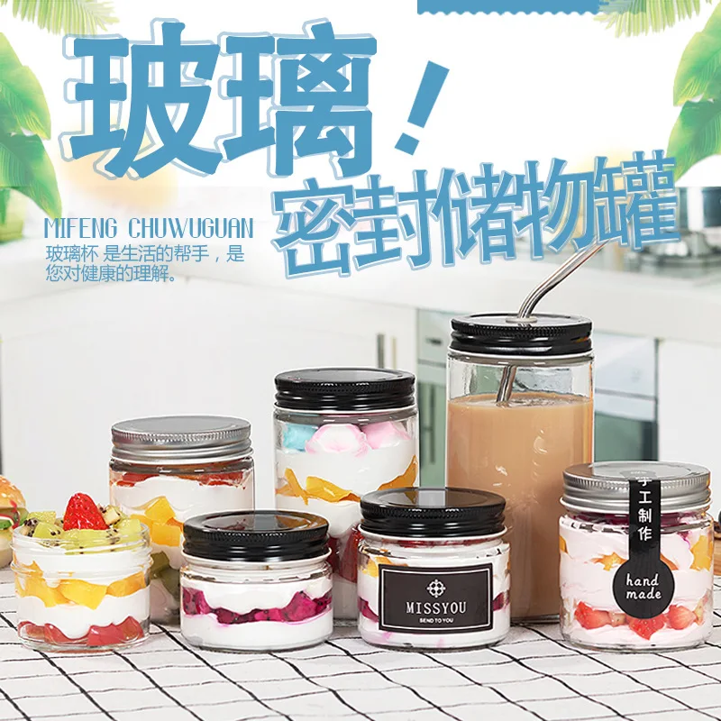 

Yogurt Packaging Bottle Bird's Nest Sealed Jar with Lid Jam Food Packing Cup Can Mousse Tray Double-layer Milk Custard Glass Bot