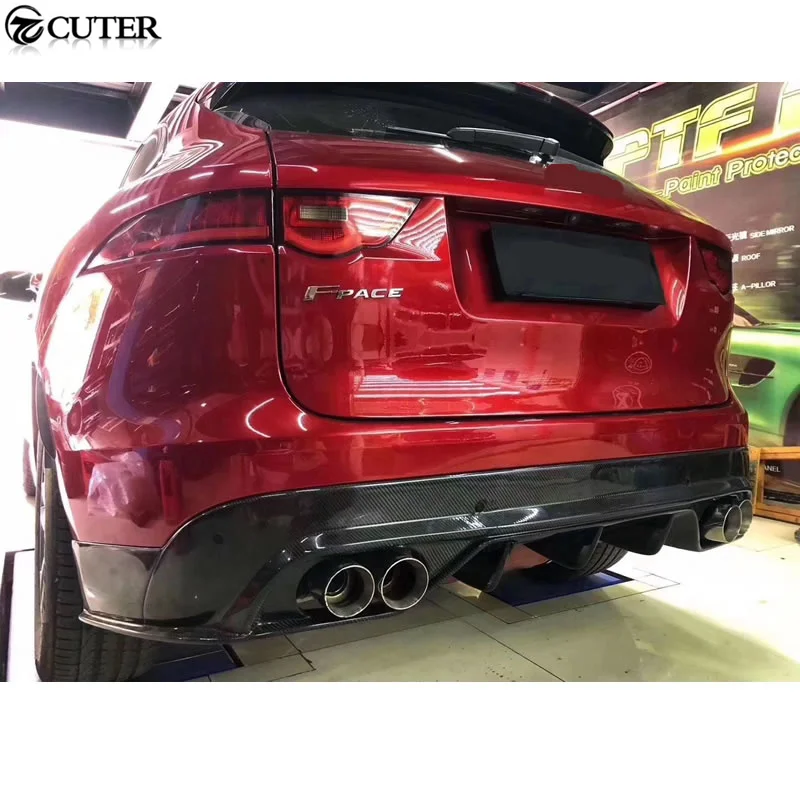 F pace Carbon Fiber Rear Diffuser Lip Back Bumper Spoiler for Jaguar F pace Car Body Kit