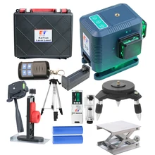 Kaitian 3d laser nível tripé 12 linhas nível auto-nivelamento 360 horizontal & vertical cruz poderoso verde receptor nivel laser linha