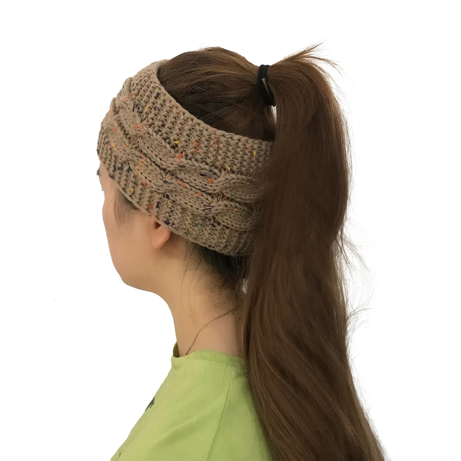 GKGJ/женские классические шапки-бини, ушные грелки, плотная вязаная повязка на голову, шапка, вязаная эластичная повязка на голову, шапочка с хвостом, повязка на голову
