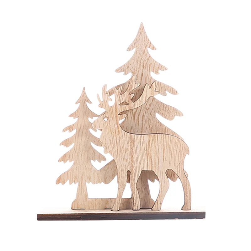 Christmas Wooden Reindeer Xmas Tree Elk Splice Ornament for Christmas Home Decoration New Year Kids Favor Supplies - Цвет: S10