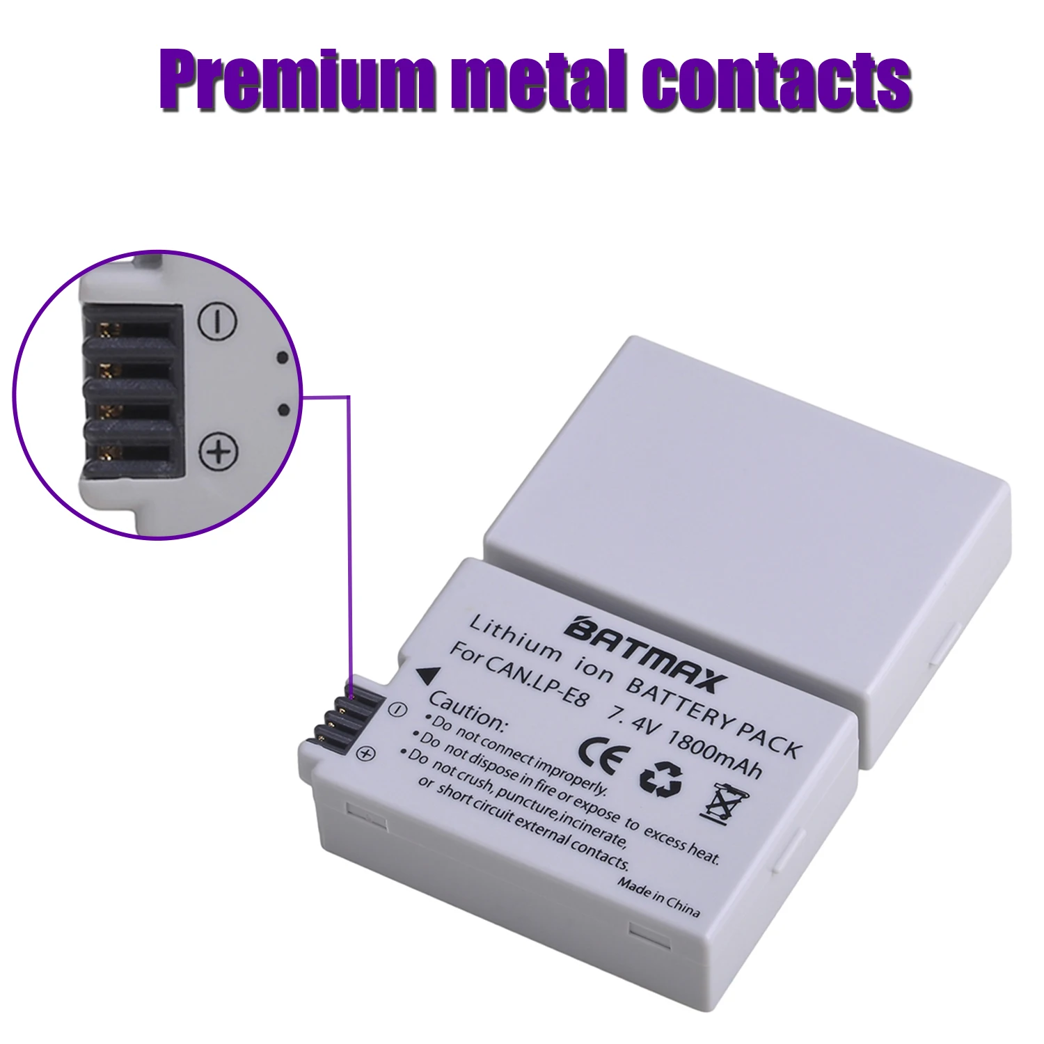 Camera Battery Rechargeable Battery Batmax LP-E8 LPE8 1800mAh For Canon 550D 600D 650D 700D X4 X5 X6i X7i T2i T3i T4i T5i DSLR
