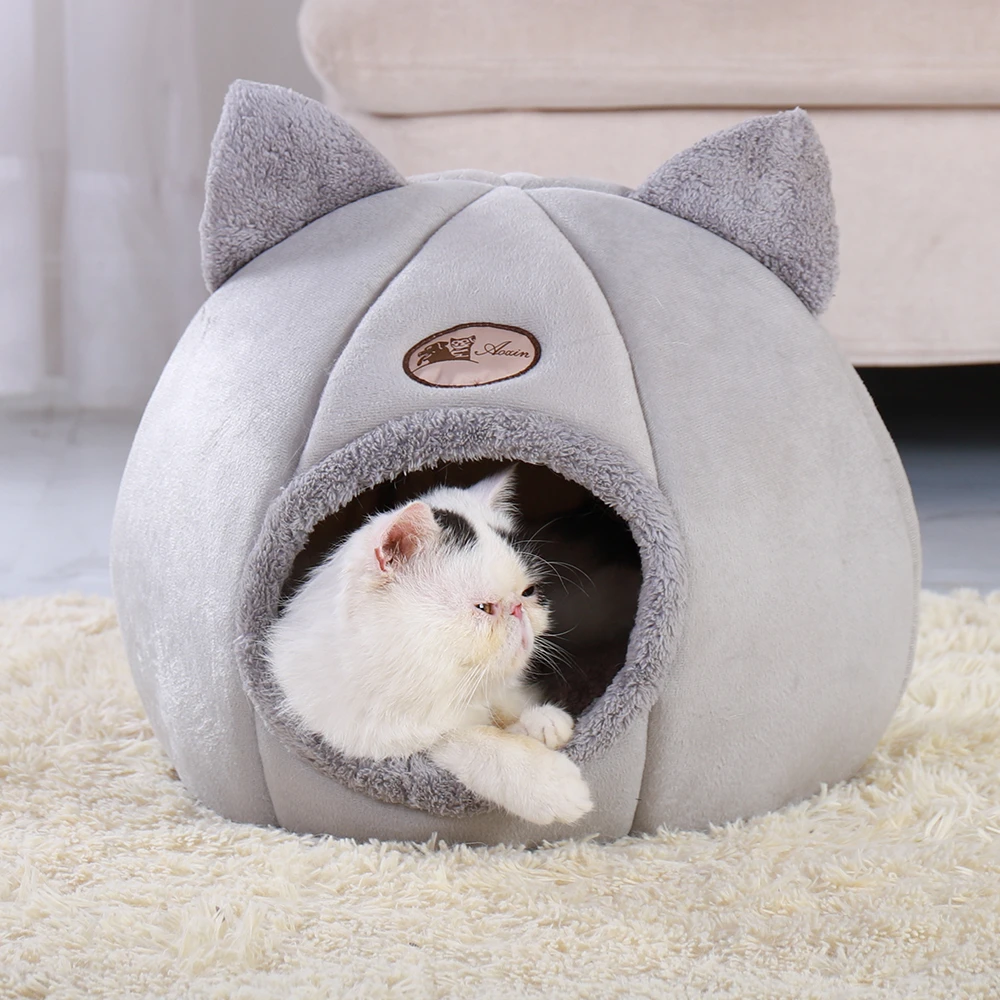 Removable Cat Bed Warm Pet Cat House Cave Winter Puppy Kitten Dog Cushion Mat Small Dogs Cats House Kennel Nest Indoor Cama Gato Cat Beds Mats Aliexpress
