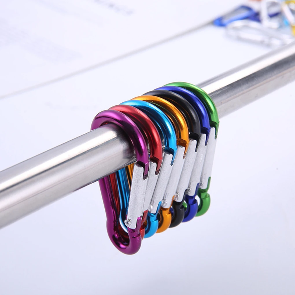 5pcs mini Climbing D-Ring Clip Camping Hiking Hook Outdoor Sports Multi Colors Aluminium Safety Buckle Keychain