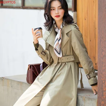 

AIGYPTOS fashion designer cotton mid-length windbreaker women's all-match trench coat for women 2020 autumn and winter