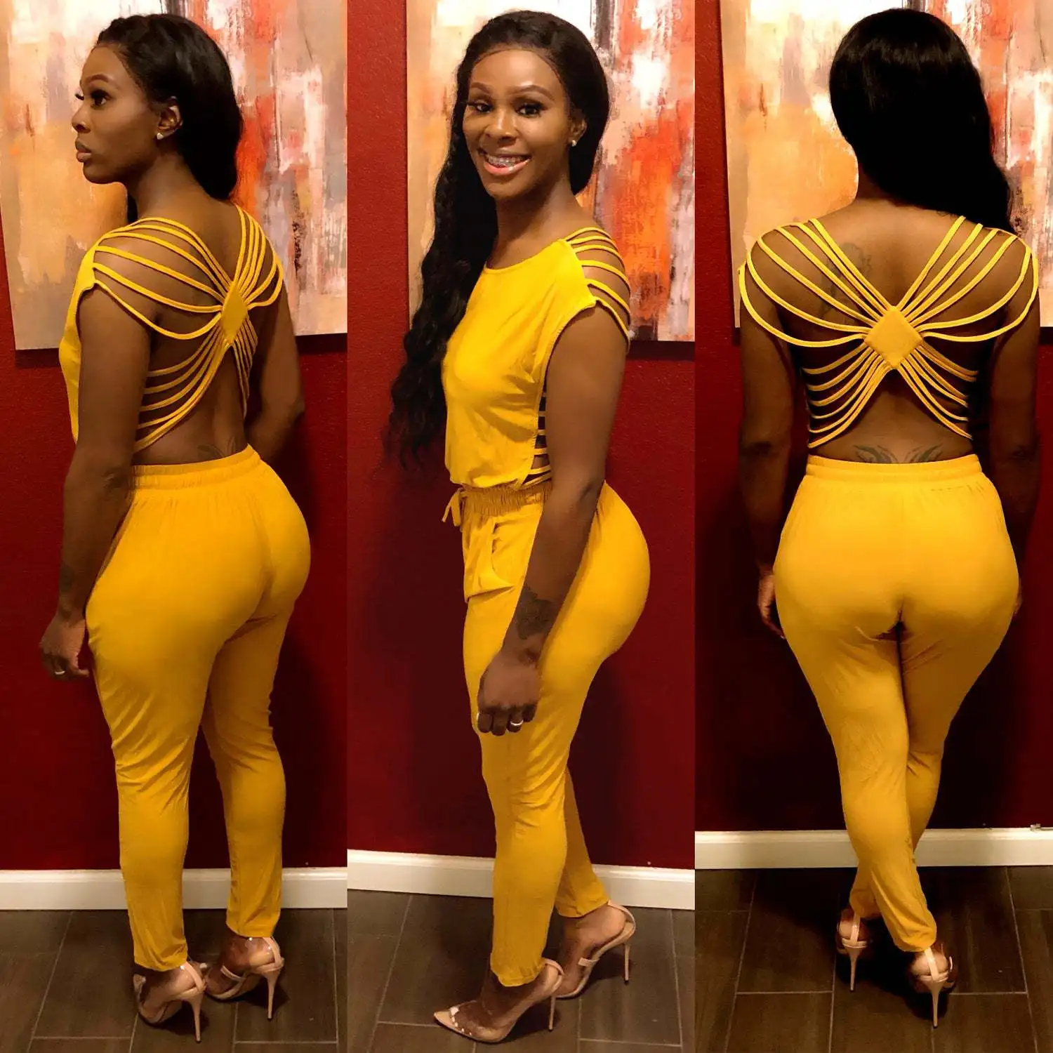 European and American women's fashion casual halter strap jumpsuit