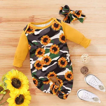 

Newborn Camouflage Sunflower print Romper Baby Boys Girls Colorful Jumpsuit Clothes Infant Onesies Baby Clothes winter warmRoupa