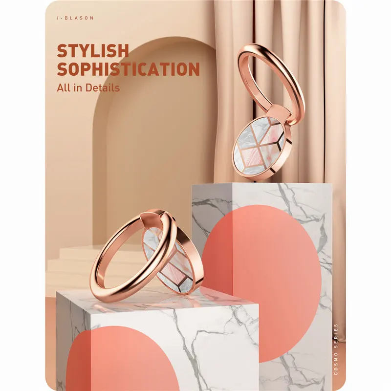 Cell Phone Finger Ring Holder I-BLASON Universal Kick Stand360 Degree Rotation 180 Degree Flip Magnetic Car Mountabl
