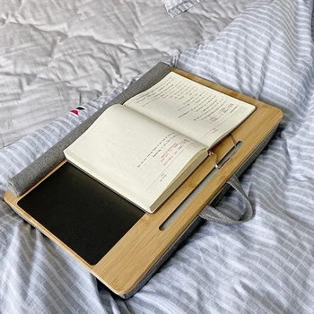 

Lapdesk Fits Up to 17 Inches Laptop Desk, Laptop Stand with Tablet and Phone Holder Built in Mouse Pad & Wrist Pad