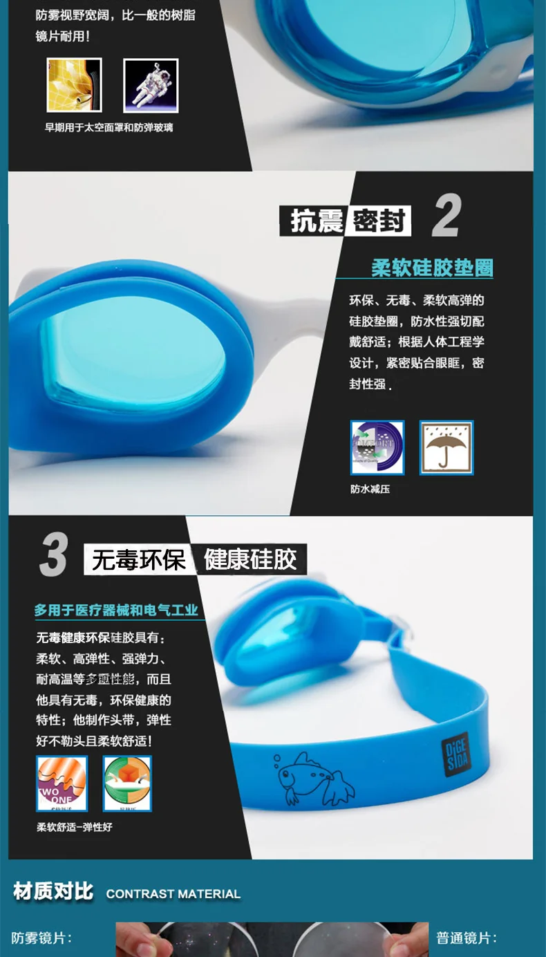 Детские плавательные очки водонепроницаемые средние и большие мужские милые противотуманные Детские профессиональные плавательные очки для девочек
