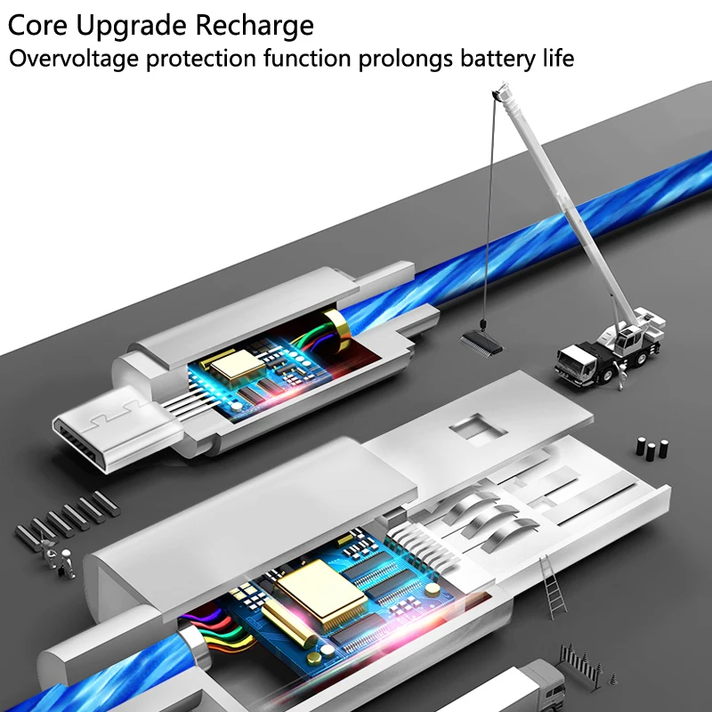 Автомобильный светодиодный usb-кабель для зарядки и передачи данных для Ford Focus 2 3 Fiesta Mondeo Citroen C4 Skoda Octavia Rapid Superb