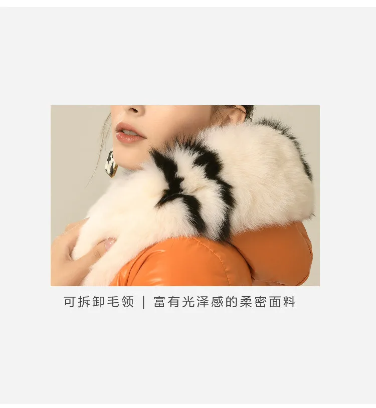 Shuchan 90% White Goose Down Autumn Winter Coats and Jackets Women Jacket Long Womens Down Coats with Real Fox Fur Orange