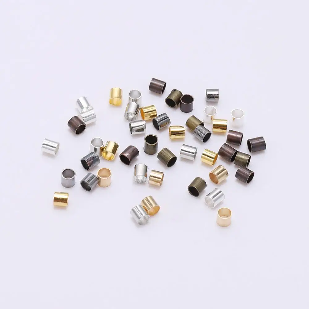 

500pcs 1.5 2.0 2.5mm Gold Tube Crimp Beads End Stopper Spacer Beads For Jewelry Making Findings DIY Accessories Supplies