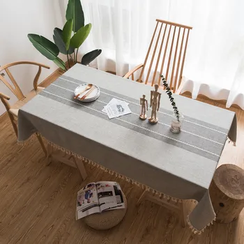 

Quality Cotton Linen Tablecloths With Tassel Embroidered Tea Table Cloth Dustproof Cover Kitchen Dining Room Desk Mat Picnic Mat