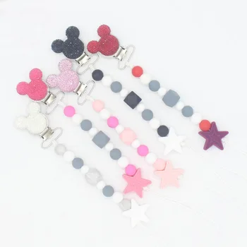 

1Pcs Baby Boy Girl Pacifier Holder Chain Safe Anti-dropping Chew Silicone Beads Infant Pacifier Clip for Baby Teether Toys