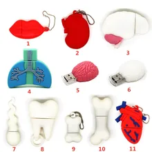 USB флеш-накопитель с мультяшным мозгом, модель человеческих органов, 128 Мб, флеш-накопитель, 64 ГБ, карта памяти, 4 ГБ, 8 ГБ, 16 ГБ, 32 ГБ, сердце/зуб/почка, флешка