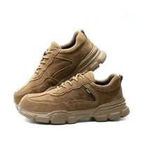 Мужская модная рабочая обувь из свиной кожи; Безопасная рабочая обувь; дышащий светильник с защитой от прокалывания; Строительная обувь для мужчин