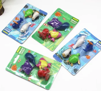 

dolphin penguin Octopus pens eraser set kawaii pencil erasers for kids rubber stationery school supplies student prizes Gifts