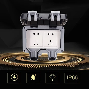 

13A Protection Box With Cover IP66 Waterproof Safe Power Wall Mount Double Plug External Outdoor Socket Electric Dustproof