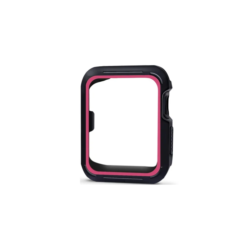 Двойной Цвет TPU Защитный чехол для Apple Watch, 38, 42 мм чехол, версия 1, 2, 3, ремешок силиконовый бампер Защитная крышка для наручных часов iWatch серии 3 Аксессуары для часов - Цвет: black pink