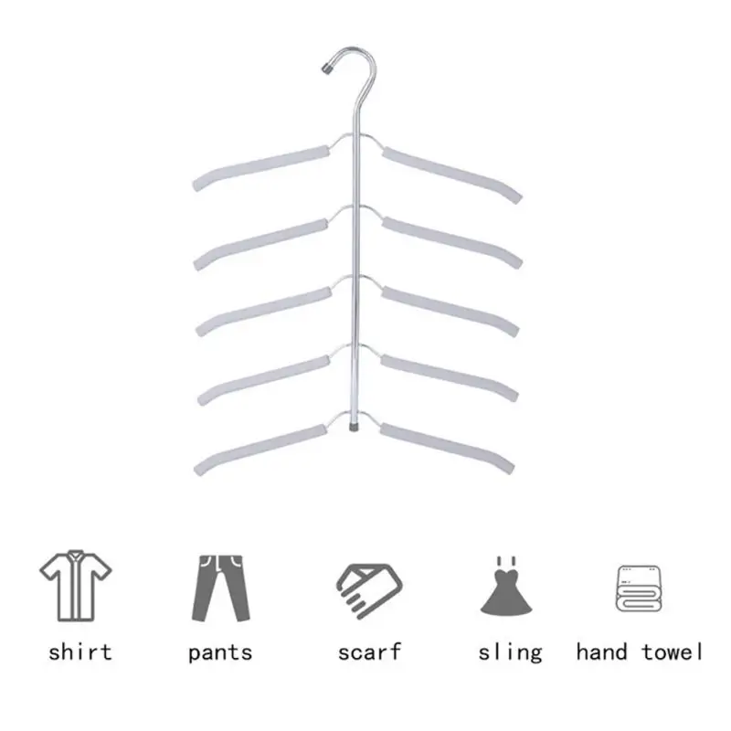 

Household One-Piece Clothes Hanger 1 Pcs 5-Layer Hanger Multi-Function Hanging Storage Holder Non-Slip Non-Trace Clothes Rack