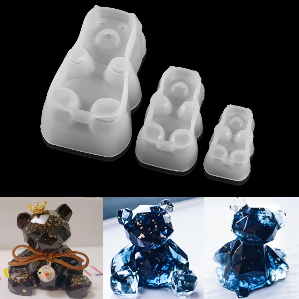 

1pcs 3D Bear Silicone Mold DIY Baby Birthday Party Cake Decorating Tools Cupcake Topper Fondant Baking Chocolate Candy Molds