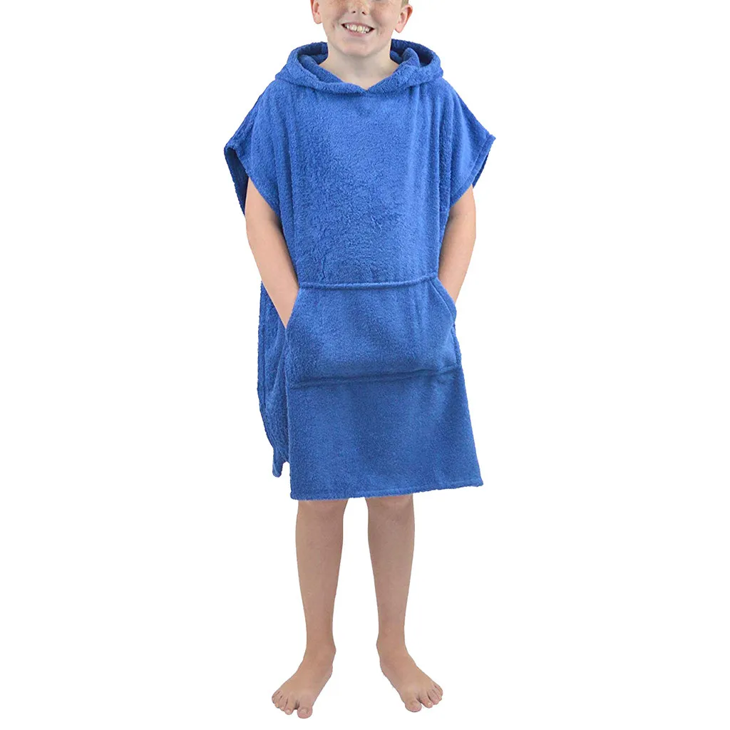 Dark Blue Однотонные кашемировые банные халаты с капюшоном для маленьких мальчиков и девочек, ночная Пижама, одежда для сна, Мягкая Детская домашняя одежда# g4 - Цвет: Dark Blue