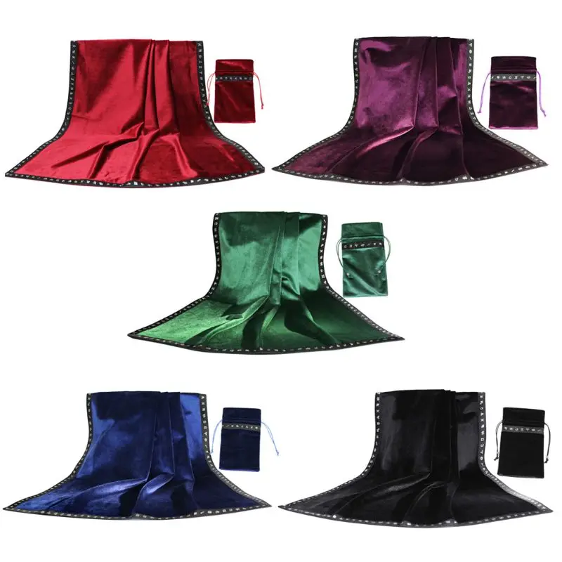 

Brand New Tarots Tablecloth with Cards Bag Constellation Divination Astrology Velvet Altar Tarots Cloth Board Game Card Pad