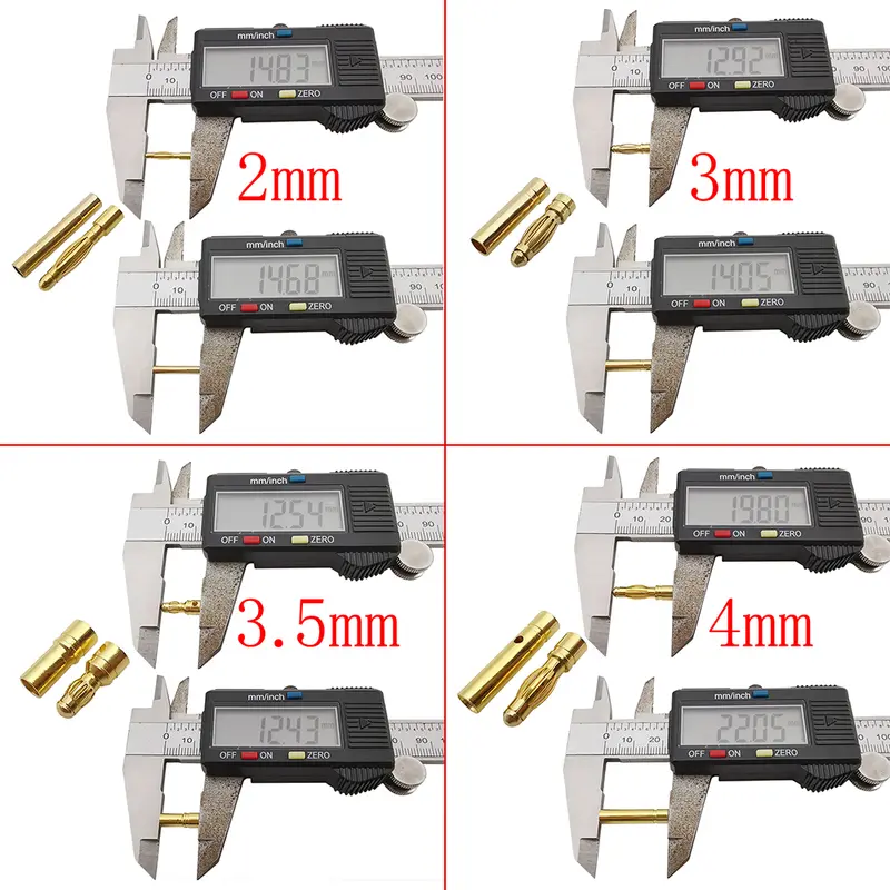 2mm 3mm 3.5mm 4mm Bullet Banana Plug Gold-Plated Banana Male Female Connector Battery Plugs Kits for RC Battery Parts DIY - Image 6
