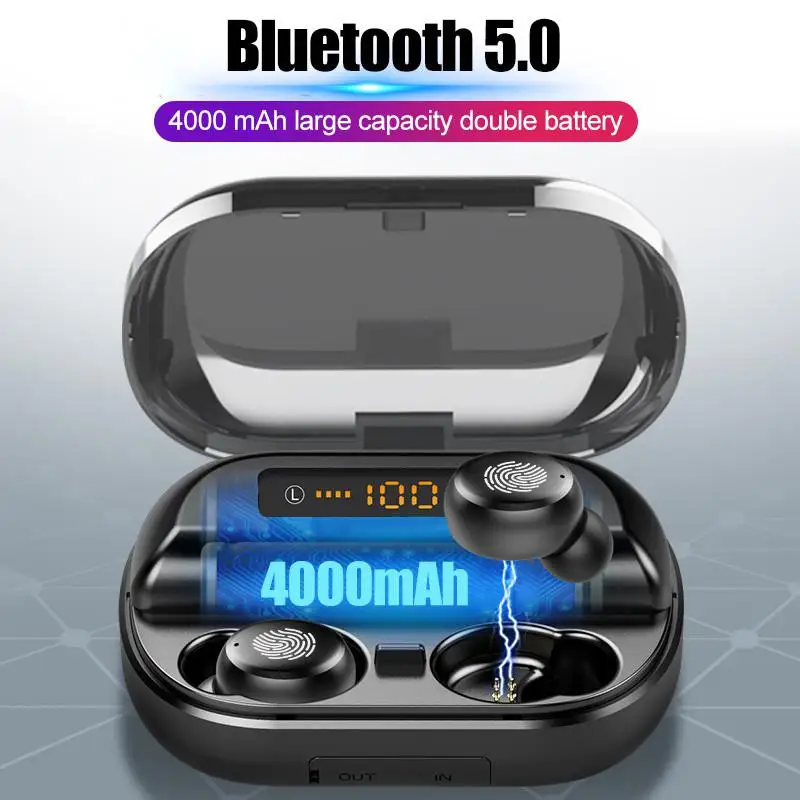 HiMISS 5 0 Earphones 9D Stereo TWS Wireless Earphone with LED IPX7 Waterproof Sport Headphones for iPhone Xiaomi Huawei