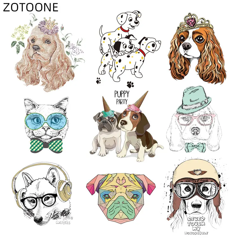 

ZOTOONE Iron on Animal Patch Cute Dog Stickers Print on Transfers for Clothes T-shirt Accessory Applique DIY Heat Transfer G