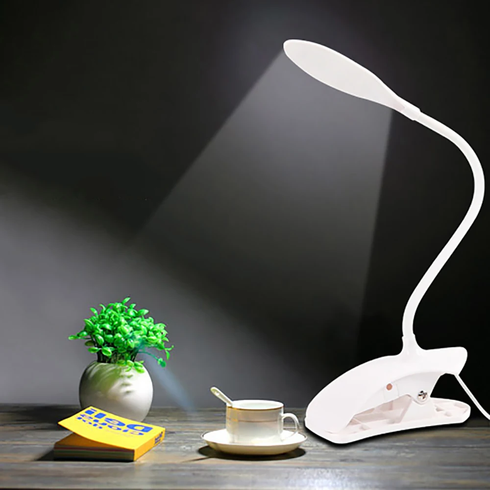 IVYSHION Clip Wireless Table Lamp USB Desk Lamp 14 LEDs Desk Lamp Portable Bed Book Flexo Reading Light 3 Modes Touch Lamps