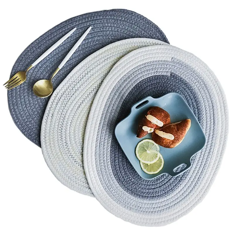 

Nordic Kitchen Ellipse Cotton Linen Placemat Drink Coaster Thickening Heat Insulation Pad Oval Table Mat Kitchen Accessories