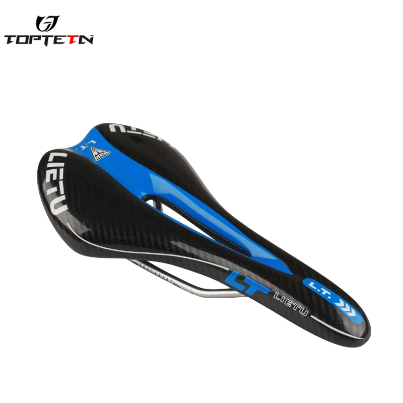 BLACK AND BLUE TOPTETN водонепроницаемое велосипедное седло шоссейный горный велосипед из углеродного волокна седло Велосипедное рельефное велосипедное седло накладка противоскользящая подушка - Цвет: BLACK AND BLUE
