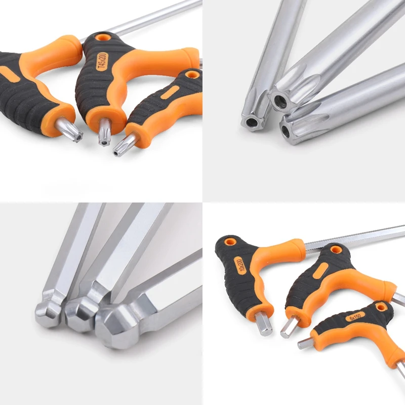8 Pieces T-Handle Torx Key Wrench Torx End Key Wrench Spanner Hand Tool Set 10mm-50mm for Auto Bike Motorcycle Repair
