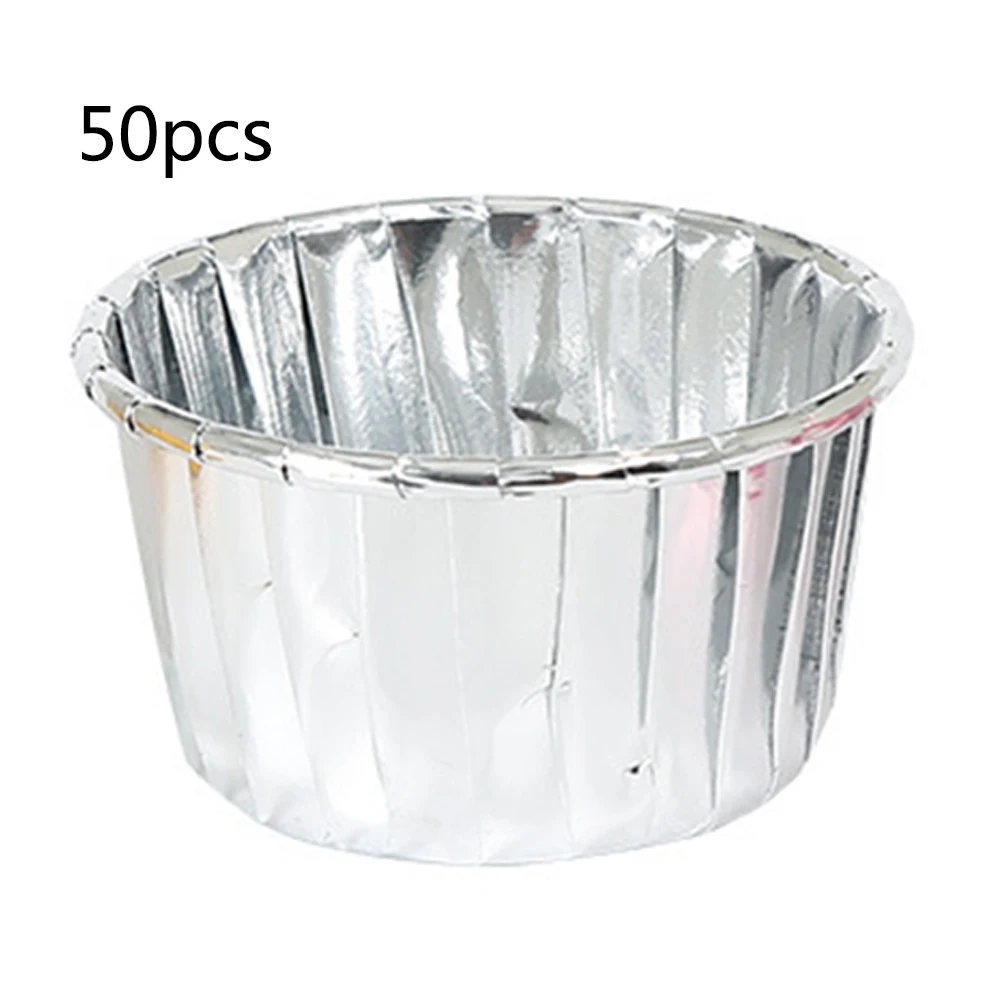 Silver 50 шт. инструменты для свадьбы форма для печенья, маффинов PE покрытием бумага обжимной круглый вечерние выпечки чашка кекса обертка Kinchen домашний декоративный - Цвет: Silver