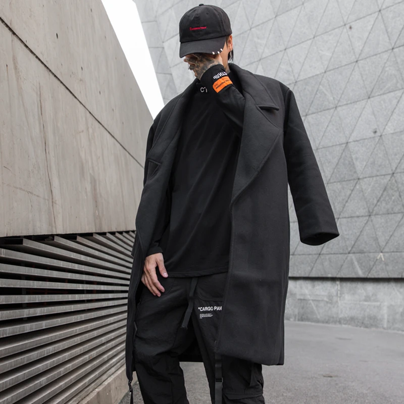 

Men's long coat 2019 autumn and winter new long coat casual loose long coat youth personality fashion trend men's clothing