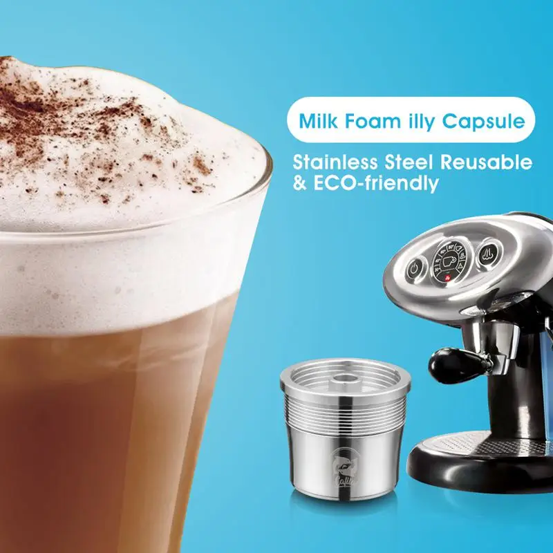 

New Stainless Steel Reusable Milk Foam Beater Refillable Capsule Cup Pod Tamper For illy Machines DIY Coffee