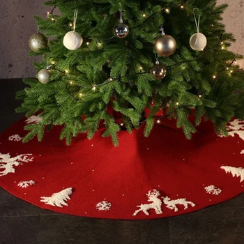 

Folded Curly Side Tree Skirt Knitted Christmas Tree Supplies Tree Skirt Bottom Apron Christmas