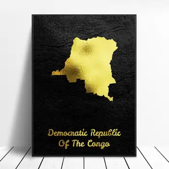 

Golden Map Equatorial Guin Canvas Painting Wall Art Pictures prints home decor Wall Poster Decoration For Living Room