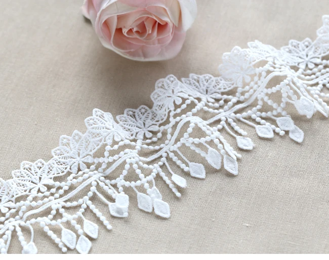 1yard Width:7.3cm Water-Soluble Lace Trim Ivory White Laces for  Scrapbooking Curtain Table Cloth Sewing Accessories(ss-2380)