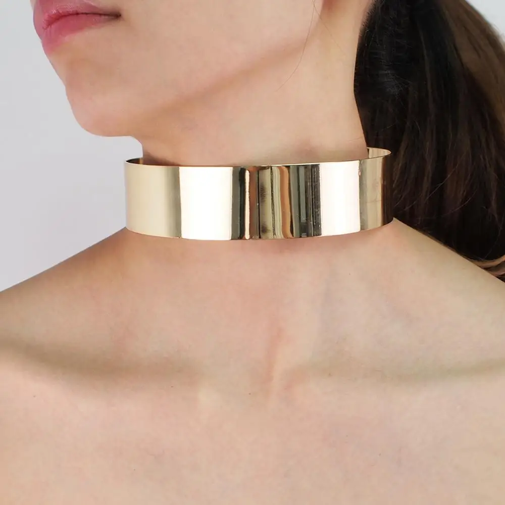 Metal Choker Necklace Alloy Torque Choker Necklace For Women Chokers Big Statement Collar Maxi Necklace African Jewelry Accessories UKEN metal choker necklace