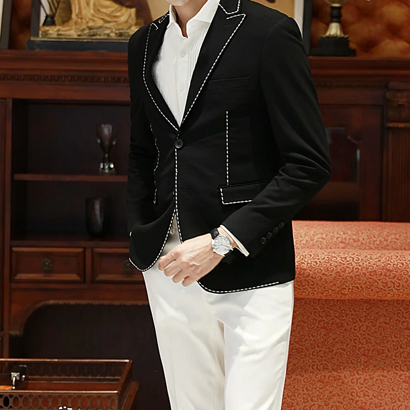 Британский костюм куртка модный мужской Корейский деловое платье приталенные