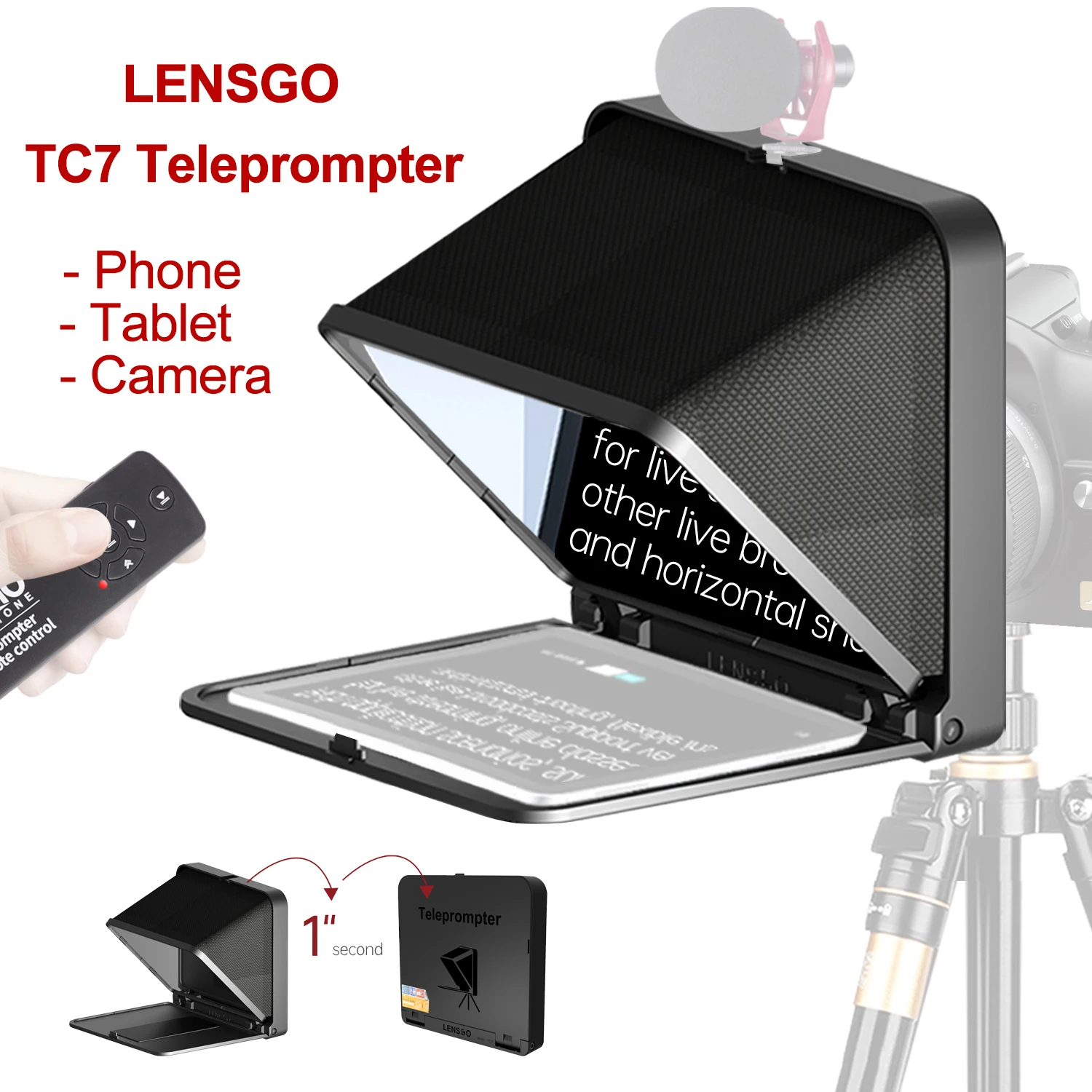 Складной суфлер LENSGO TC7 портативный телесуфлер для камеры телефона прямых