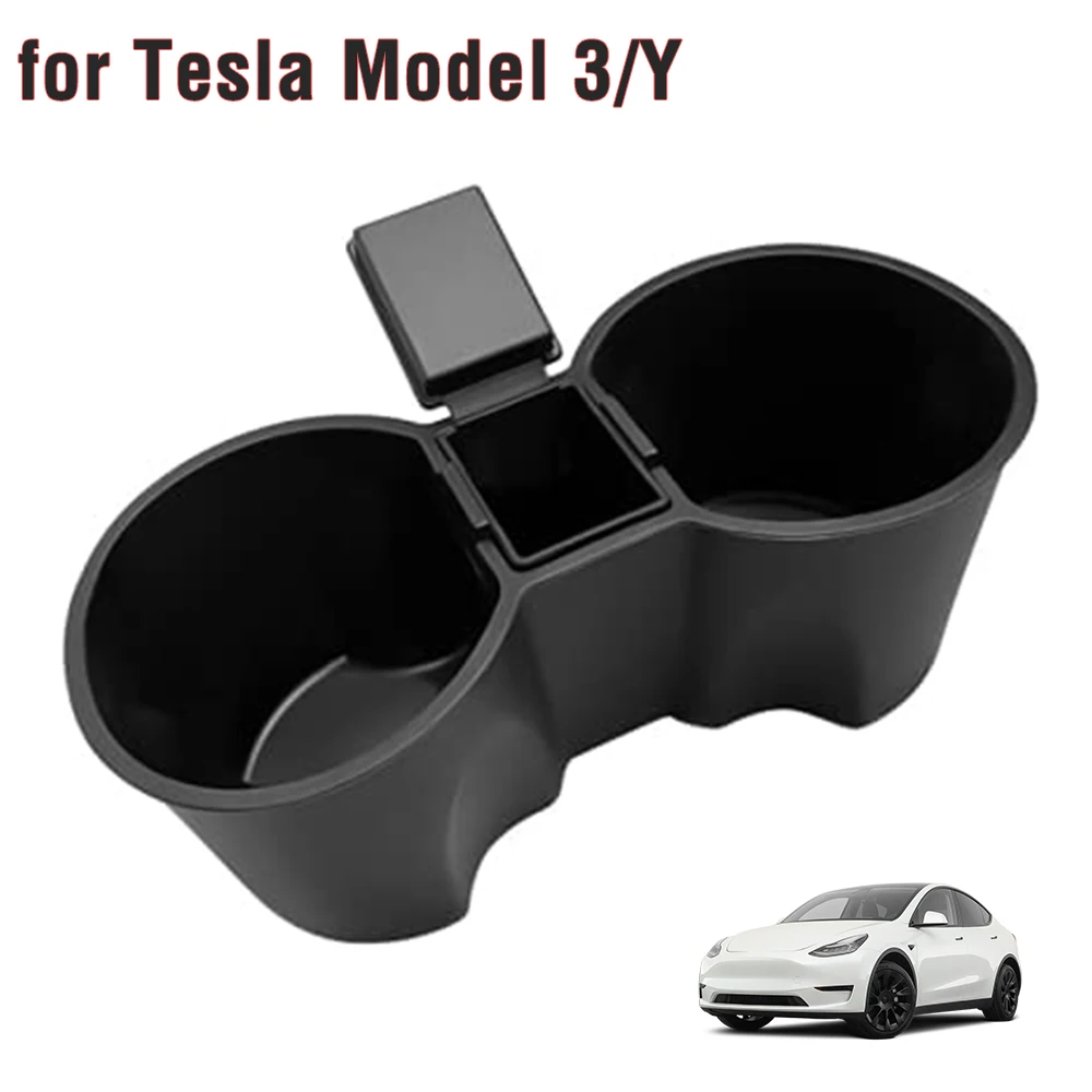 Car Water Cup Holder For Tesla Model 3 Y 2021 With Mini Storage Silicone Shockproof Nonslip