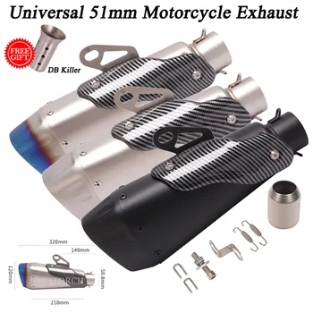 51MM Motorcycle Universal Exhaust Pipe Escape Moto Muffler Carbon Fiber Cover For Ducati V4 Yamaha YZF-R125 R15 GSRX k7 600 Z400