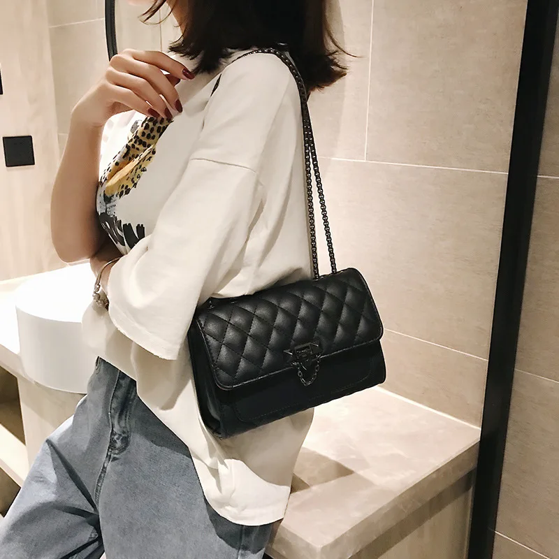 Lattice Quilted Leather Crossbody Bags For Women 2020  Mini black Shoulder Messenger Bag Fashion Chain Handbags and Purses