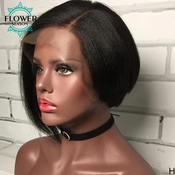 

Short Bob Wigs Pixie Cut Wig Pre plucked 13x4 Lace Front Human Hair Wigs For Women 130% density Brazilian Remy FlowerSeason