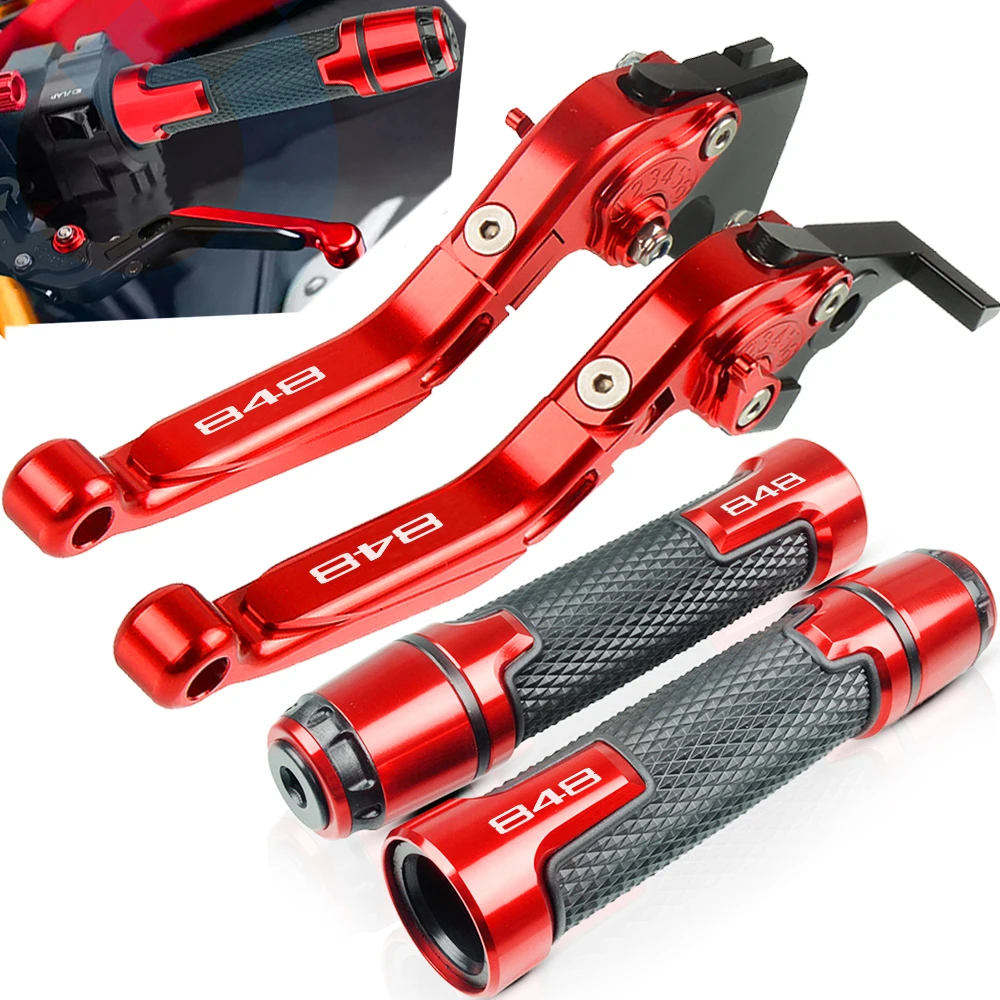 

848 logo Motorcycle brake Handle CNC Adjustable Brake Clutch Levers Handlebar For Ducati 848 2007 2008 2009 2010 2011 2012 2013