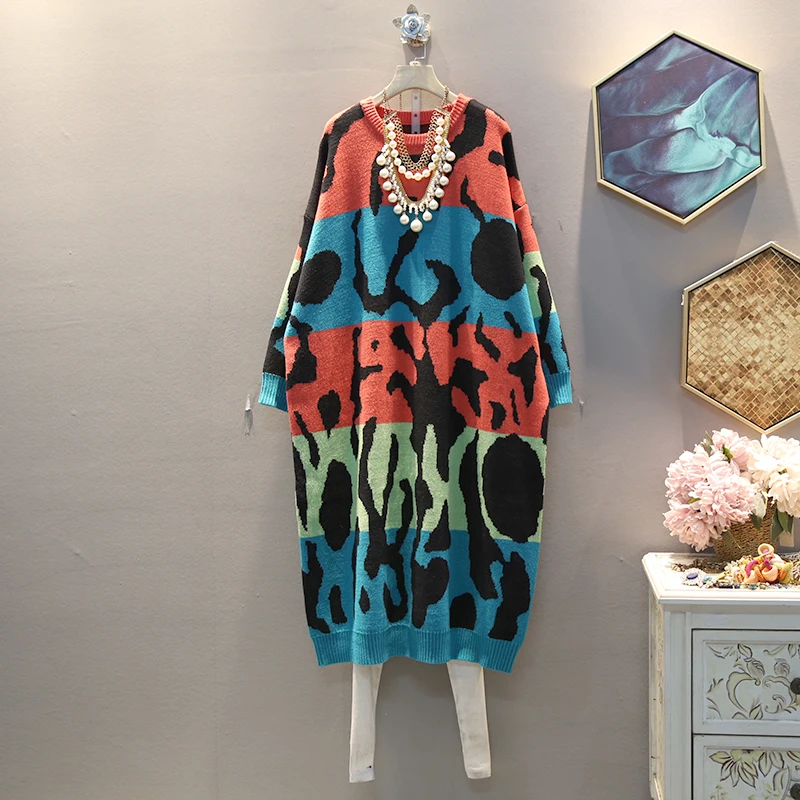 XITAO Pattern Women Dress Fashion Winter Elegant Patchwork Elegant Pullover Small Fresh Minority Casual Dress DMY1821